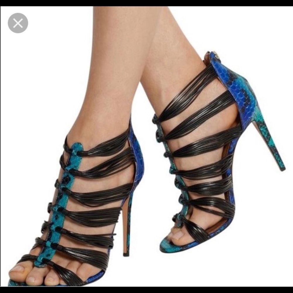 AQUAZZURA PYTHON XENA STILETTOS